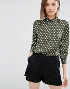 Asos Satin Spot Blouse - Multi