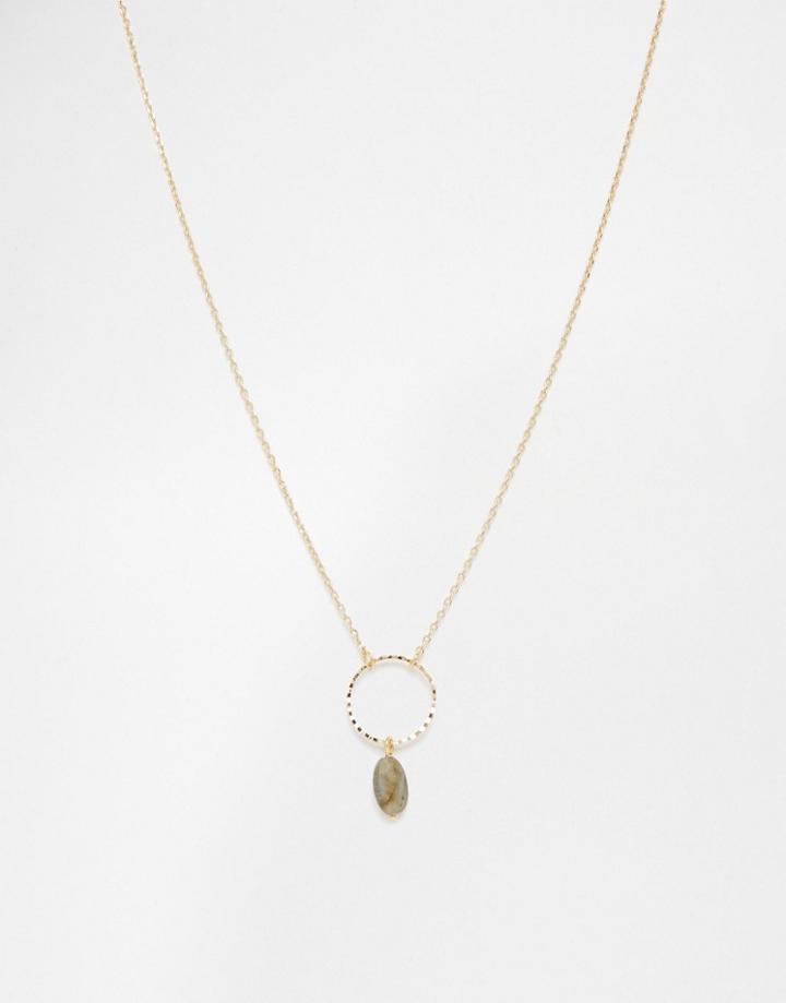 Orelia Bar Circle Drop Necklace - Gold