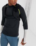 Asos 4505 Long Sleeve Running T-shirt With Thumbholes And Tape Detail-black