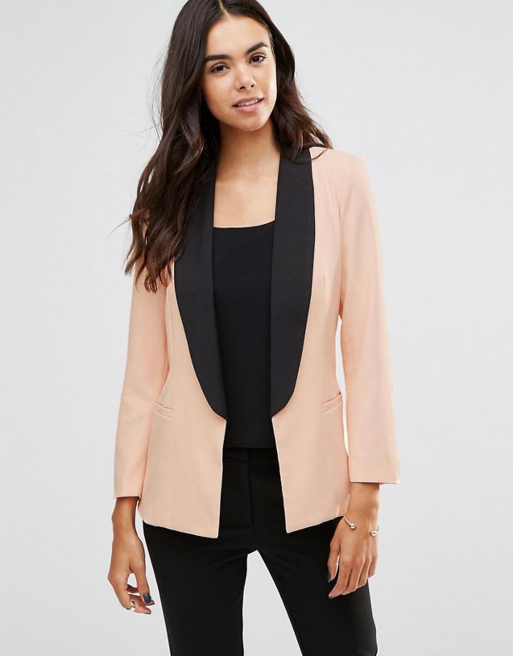 Unique 21 Tailored Blazer With Contrast Trim - Pink