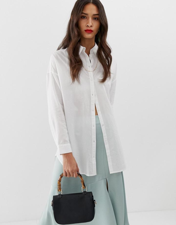 Stradivarius Stitch Detail Shirt In White - White