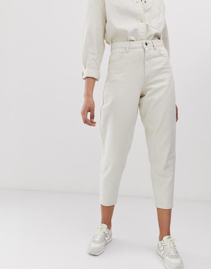 Asos Design Premium Balloon Leg Boyfriend Jeans In White Ecru