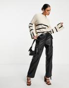 4th & Reckless Wide Sleeve Sweater In Cream And Black Stripe-multi