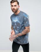 Asos Oversized T-shirt With Skull Floral Print - Gray