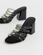 Asos Design Hanson Clear Block Heeled Sandals - Black