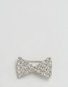Designb London Crystal Bow Tie Collar Pin - Silver