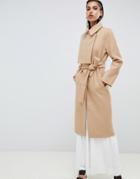Lavish Alice Asymmetric Wool Coat With Storm Flap - Tan