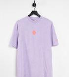 Collusion Oversized Flower Print T-shirt In Washed Purple - Part Of A Set