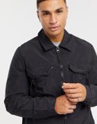 Asos Design Quilted Jacket With Chest Pocket In Black