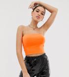 Fashionkilla Longline Bandeau Top In Fluro Orange