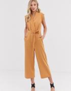 Y.a.s Wrap Sleevless Cropped Jumpsuit - Cream