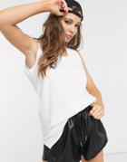 Asos Design Sporty Oversized Tank With Drop V Neck In White