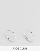 Asos Curve Sterling Silver Pack Of 2 Flat Faced Rings - Silver