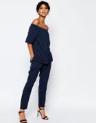 Asos High Waist Tailored Pant Co-ord - Navy