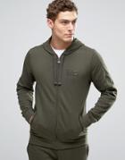 Emporio Armani Ea7 Zip Up Hoodie In Khaki - Green