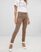 New Look Hallie Leopard Print Jeans - Brown