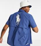 Polo Ralph Lauren X Asos Exclusive Collab Utility Short Sleeve Overshirt In Navy With Back Print Pony Logo