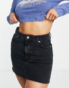 Topshop High Rise Recycled Cotton Blend Skirt In Washed Black