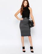 New Look Knitted Pencil Skirt - Gray