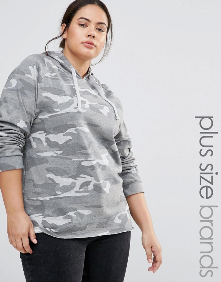 Missguided Plus Camo Hoodie - Gray