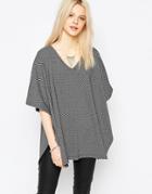 Jdy Drapey Poncho In Black Herringbone - Bk1