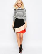 Greylin Color Block Pleated Skirt - Poppy