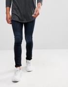 Pull & Bear Super Skinny Jeans In Dark Wash - Blue