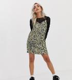 Collusion Petite Snake Print Mini Dress-multi