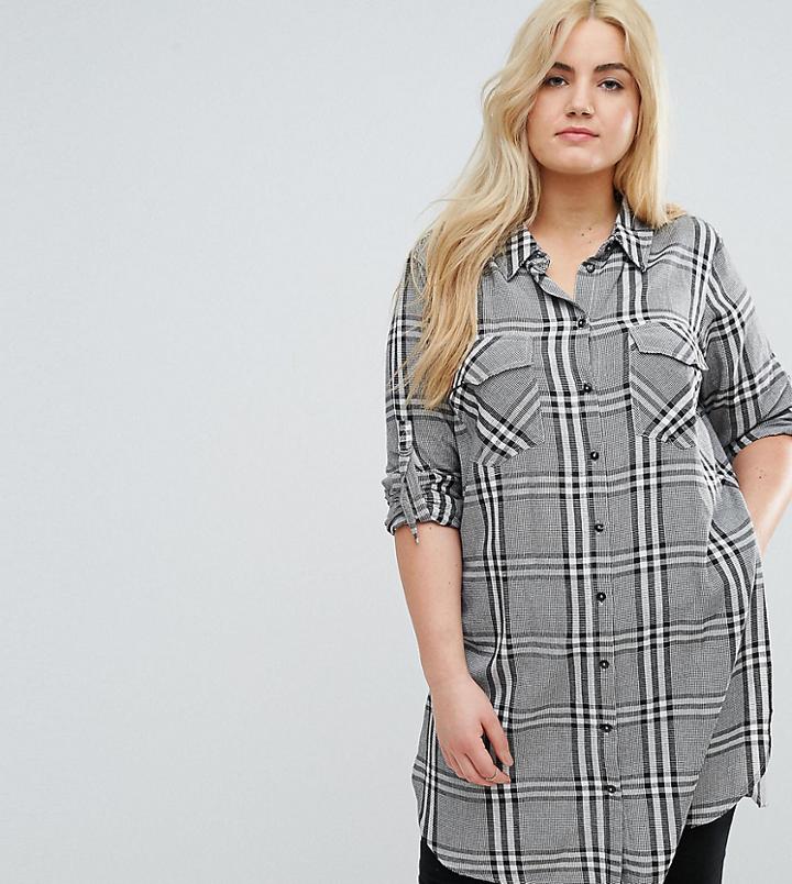 Asos Curve Shirt In Check Print - Multi