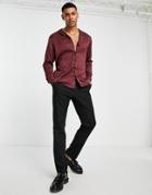 New Look Long Sleeve Satin Shirt With Revere Collar In Red