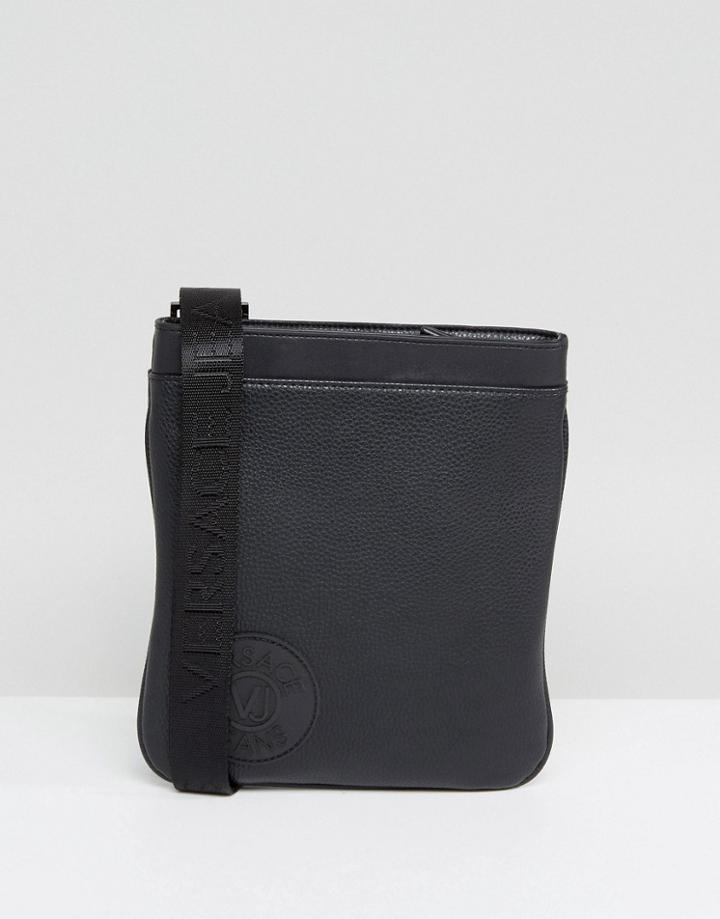 Versace Jeans Flight Bag In Black With Logo - Black