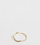 Asos Design Curve Sterling Silver Ring With Gold Plate In Wiggle Design - Gold