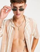 Another Influence Striped Shirt In Beige-neutral