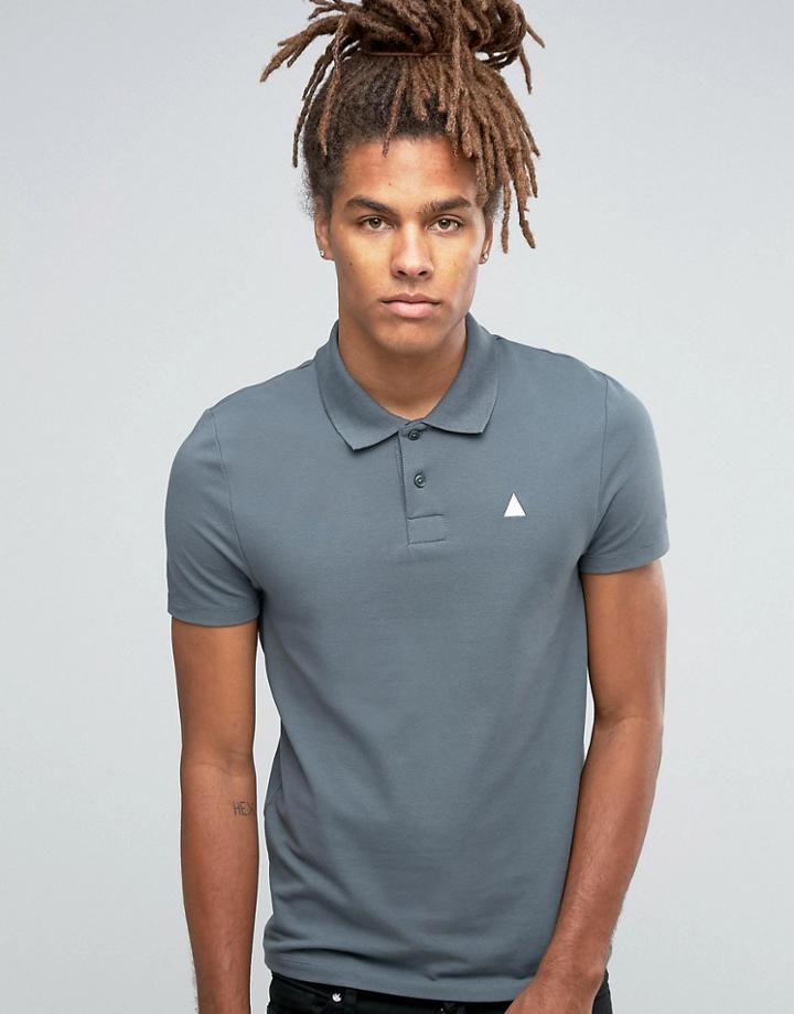 Asos Pique Polo With Embroidery In Murky - Blue