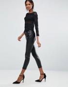 Goldie If Looks Could Kill High Waisted Faux Leather Pants - Black
