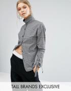 Daisy Street Tall Gingham Shirt With Bow Sleeve Detail - Multi