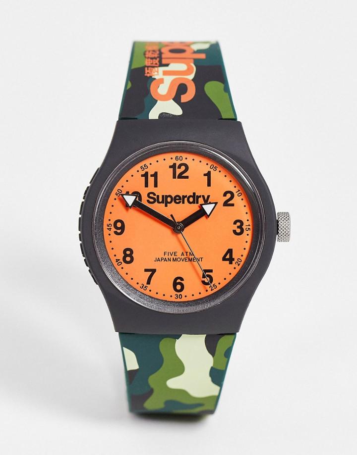 Superdry Silicone Strap Watch In Camo-multi