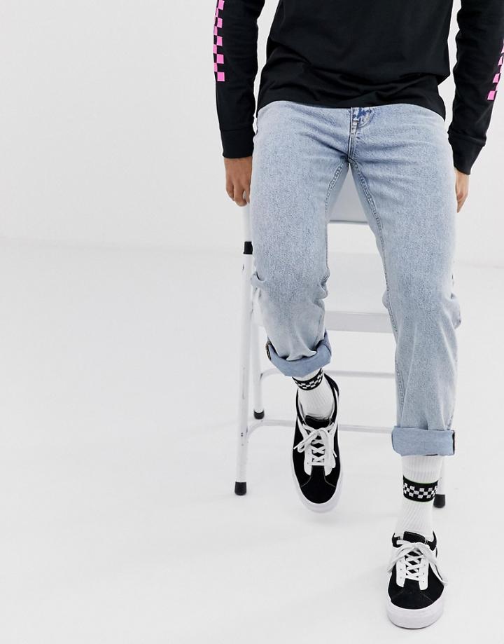 Asos Design Original Fit Jeans In Vintage Stone Wash-blue