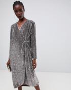 Asos Edition Oversized Sequin Wrap Dress - Pink