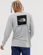 The North Face Red Box Long Sleeve T-shirt In Gray - Gray