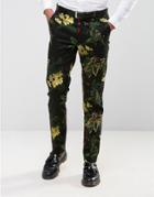 Asos Skinny Smart Pants In Floral Print - Black