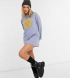 Rokoko Relaxed Long Sleeve T-shirt Dress In Blue With Sun Graphic