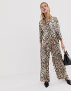 Pieces Snake Print Wide Leg Pants - Multi