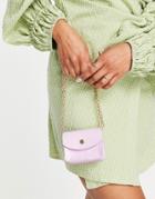 Truffle Collection Micro Mini Croc Belt Bag With Chain In Lilac-purple