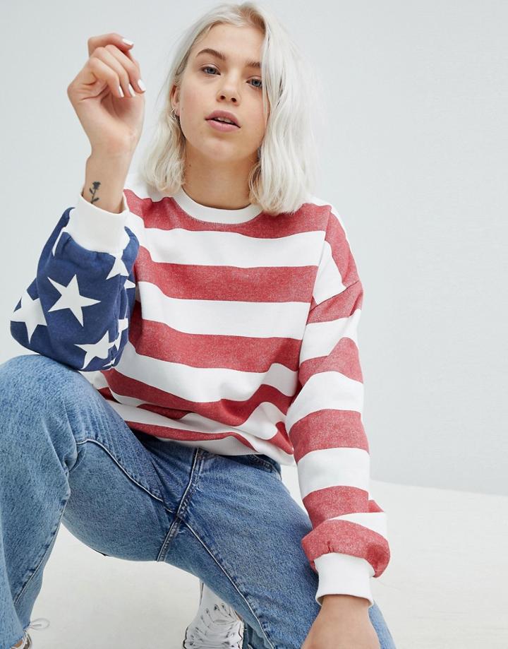 Pull & Bear Stars & Stripe Oversized Sweater - Multi