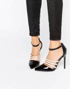 Lost Ink Dispute Strappy Ankle Strap Heeled Shoes - Black