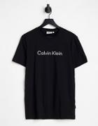 Calvin Klein Raised Striped Logo T-shirt In Black