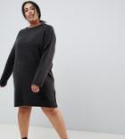 Asos Design Curve Knitted Mini Dress In Fluffy Yarn - Gray