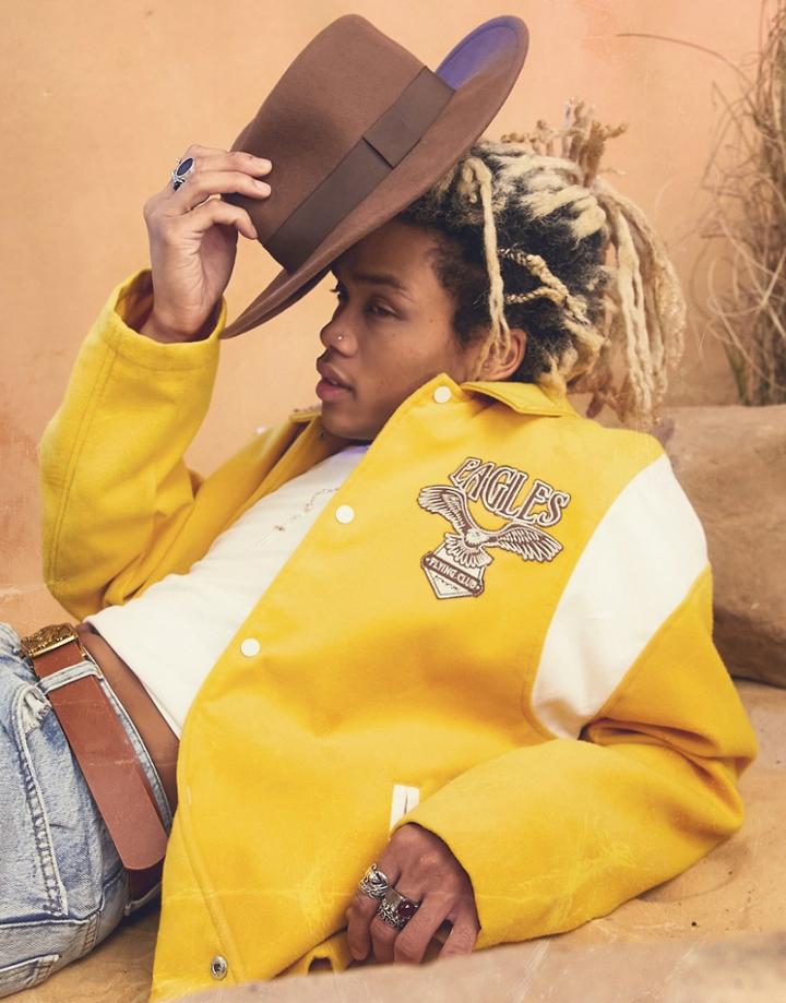 Asos Design Oversized Harrington Varsity Jacket In Mustard With Badging-yellow