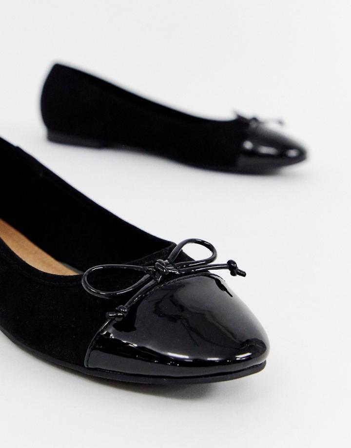 Asos Design Larva Toe Cap Ballet Flats-black